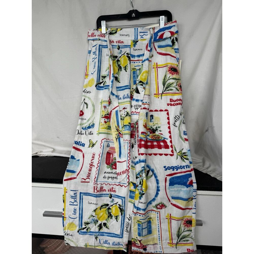 Haver & Blair London Wide Leg Crop Pant XS Bright Italian-Inspired Print NWT